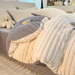 Parure de lit en velours imitation fourrure et flanelle polaire, couleur beige