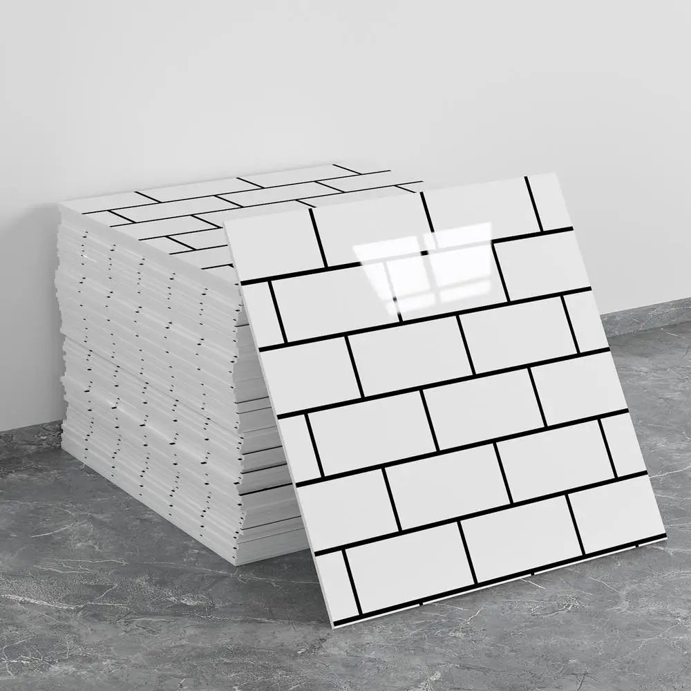 autocollants muraux carreaux brique blanc noir adhésifs modernes cuisine chambre salle bains renovatable minimalistes