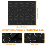 protecteur plaque cuisson induction noir hexagones blancs moderne adhésif 52x60cm silicone