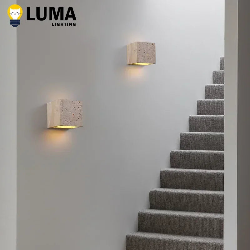 applique murale moderne pierre naturelle beige clair extérieur intérieur led 4000k 3000k 6000k chambre
