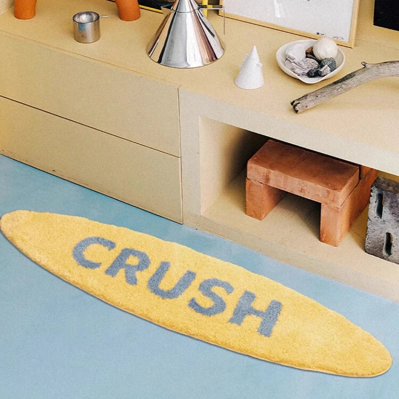 tapis moderne vert foncé jaune lettres brodées doux moelleux non glissant salon chambre bain