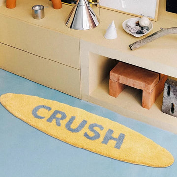 tapis moderne vert foncé jaune lettres brodées doux moelleux non glissant salon chambre bain
