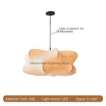 Suspension lumineuse moderne minimaliste blanc beige organique ondulé opacité fixée chaîne noire