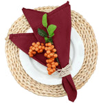 serviettes polyestères classiques uni vert olive marron violet bleu marine 40x40cm réutilisables maison restaurant
