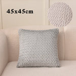 coussin peluche gris moderne 45x45cm simple motif géométrique décoration intérieure farmhouse