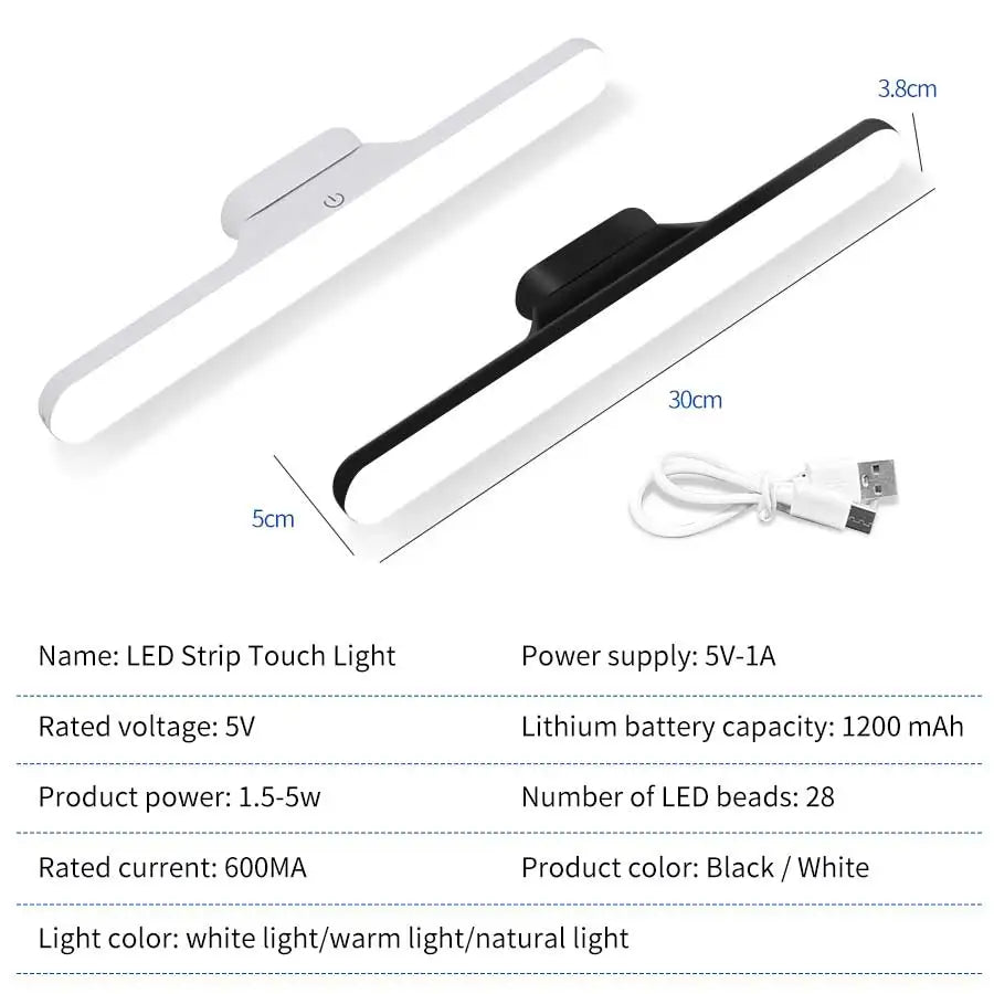lampe led maquillage miroir rechargeable aimant blanc noir réglable modernes salle bain chambre