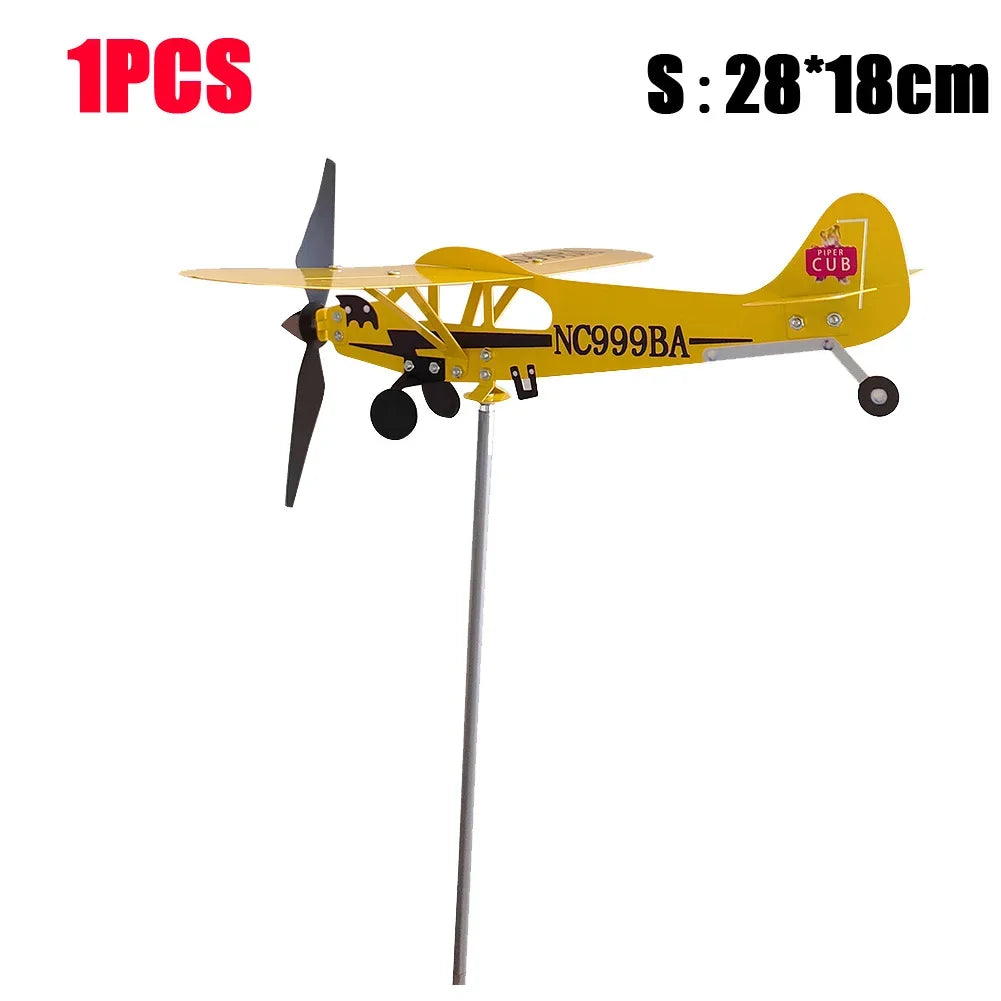 décor extérieur avion métal jaune classique vintage tringle métallique vent souffle jardinextérieur durable météo