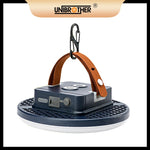 lampe camping rechargeable led bleu marron texture cuir moderne clips indicateur batterie
