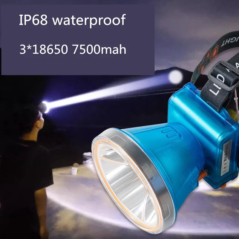 lampe frontale led bleu chargeur usb ceinture ajustable boîte rangement moderne étanche ip68 explorationextérieur