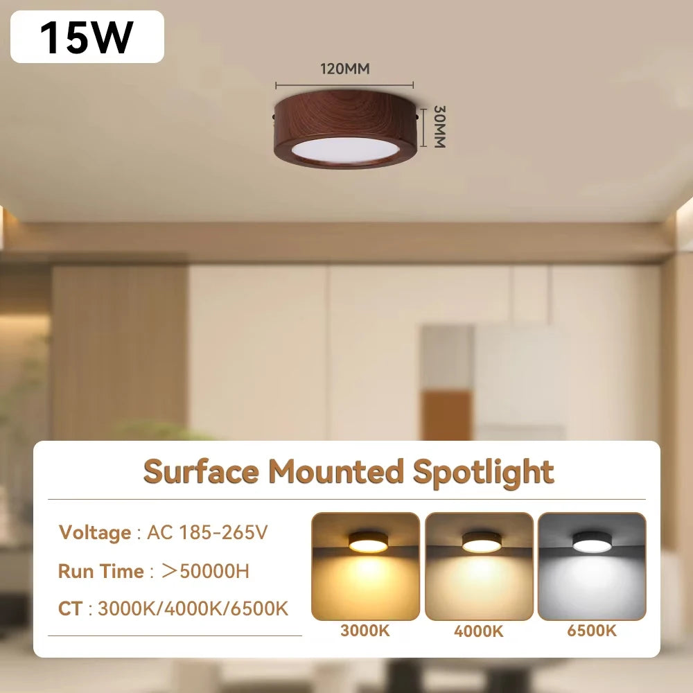 lampe led encastrable bois grain moderne facile éclairage chambre couloir 10w 15w 25w