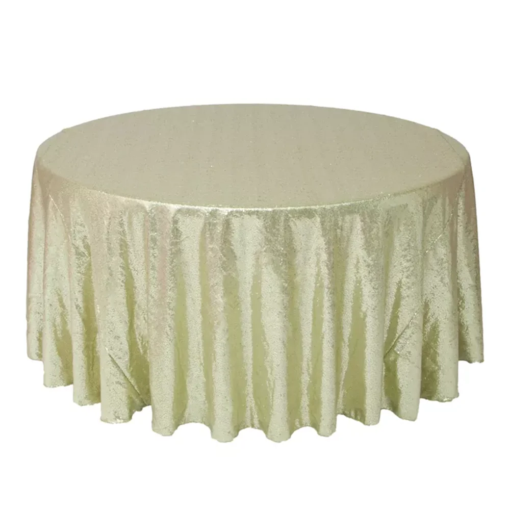 nappe table ronde élégante paillettes bleu royal beige gris moderne festive mariage anniversaire transparente