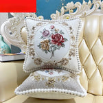 coussin carré brodé fleurs pompons élégant lavable 40x40cm 58x58cm polyester coton