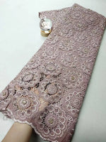 tissu dentelle polyester coton fleurs couleurs blanc rose vert jaune occasion mariage classique
