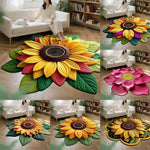 tapis fleur tournesol jaune vert moderne 60x60cm polyester antidérapant salon chambre