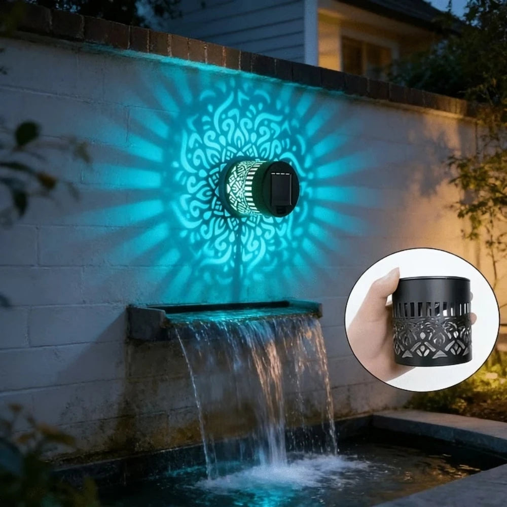 lampe solaire murale noire motif ajouré ip65 led moderne adhésive extérieure jardin couloir decoration