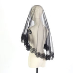 voile mariée femme noir dentelle transparente peigne classique accessoire coiffure événementiel halloween