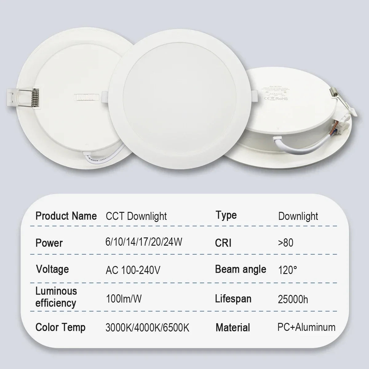 Spot LED blanc moderne 10W 14W 17W 20W 24W 6W câble adaptateur
