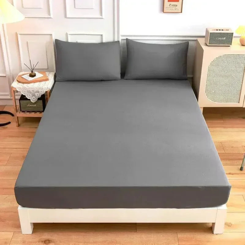 housse lit bleu marine gris blanc moderne uni coton perméable air simple