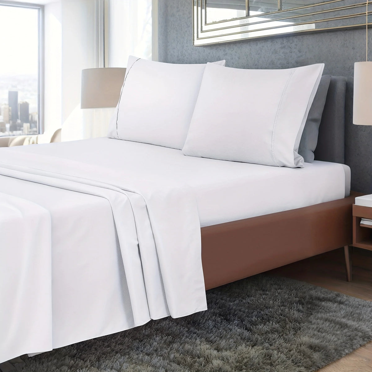 drap plat 100 polyester blanc beige moderne 160x230cm 200x230cm 230x230cm