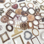 cadres décoratifs vintage adhésifs doré argenté noir mécanique floral géométrique steampunk engrenages fleurs