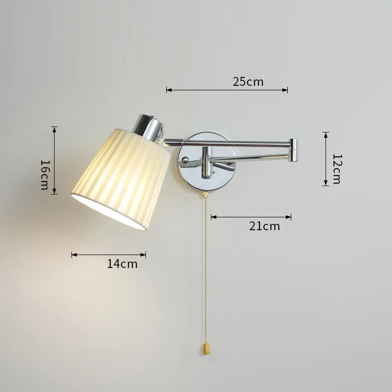 lampe murale articulée moderne chrome blanc abat jour tissu éclairage chambre salon cuisine