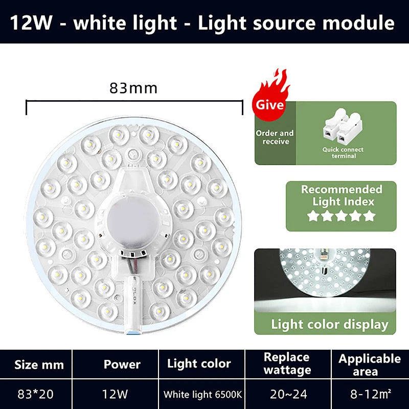 plaque led adhésive blanc moderne 12w 18w 24w 36w 48w 72w 220v rond diodes