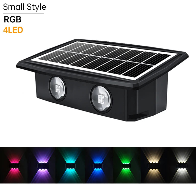 lumière solaire murale moderne adhésive led multicolore ip65 étanche jardin camping
