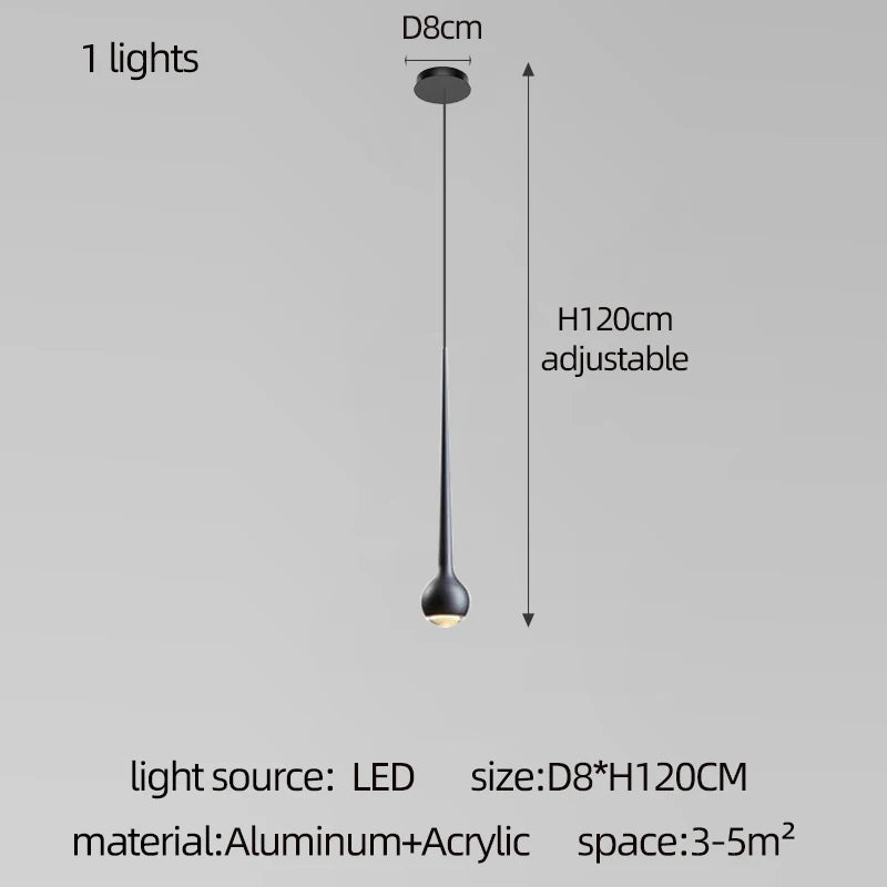 suspension lumineuse argentée gouttes pluie contemporaine fil 2000 82000 lumens chambre salon étude