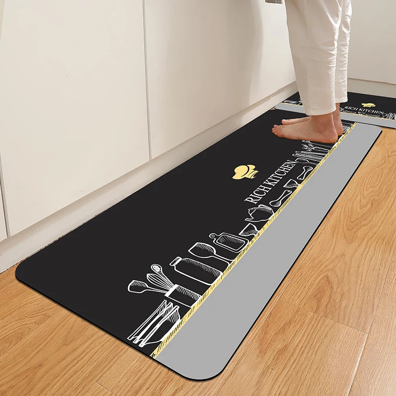tapis sol antidérapant polyester gris moderne fourchette cuillère logo 40x60cm 50x80cm