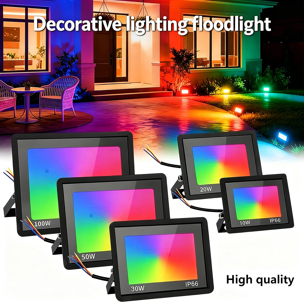 projecteur led rgb ip66 moderne noir clips extérieur interrupteur luminosité