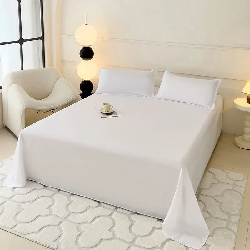 drap plat double gris lisse satiné minimaliste moderne lit adultes polyester