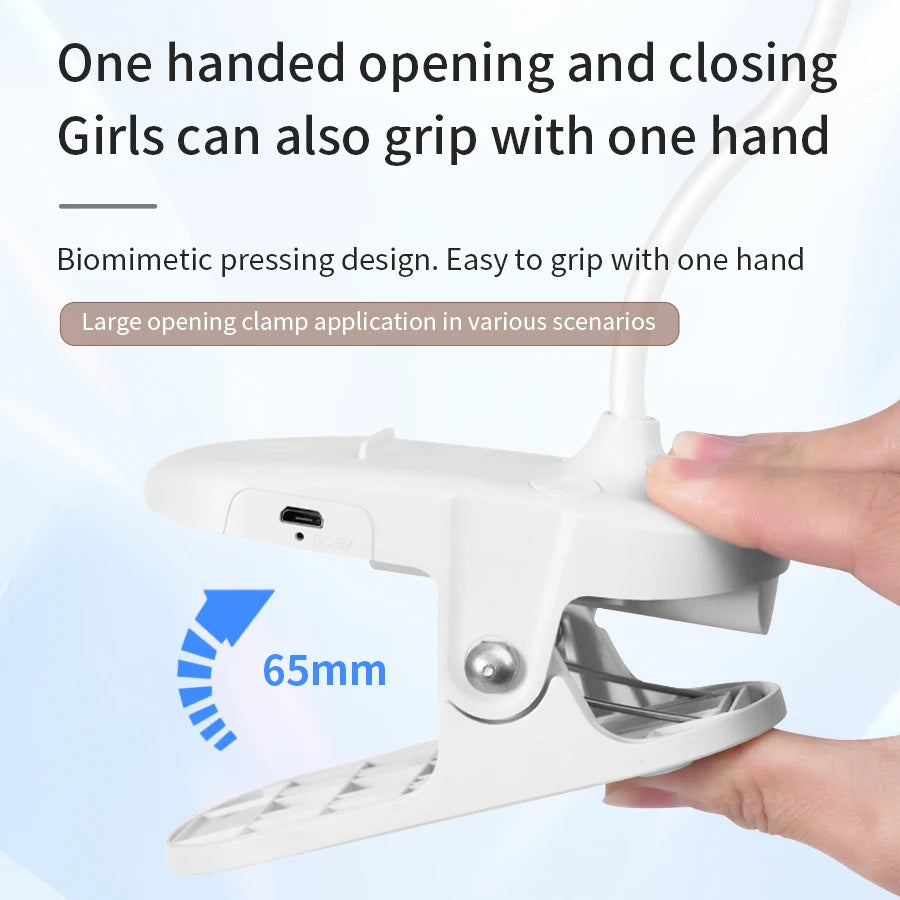 lampe led rechargeable blanc moderne pinces tactile réglable protège yeux chambre