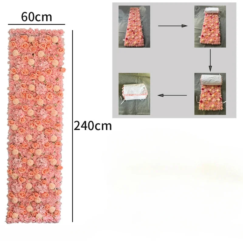 décoration événementielle panneau floral soie blanc rose clair moderne exposition extérieure