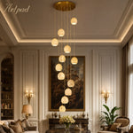 suspension lumineuse moderne marbre beige cuivre salon salle manger cuisine