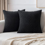 housse coussin carrée velours côtelé vert olive texture tissée garnissage blanc