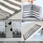 tapis bain moderne rayé gris blanc marron clair respectueux environnement salle bain