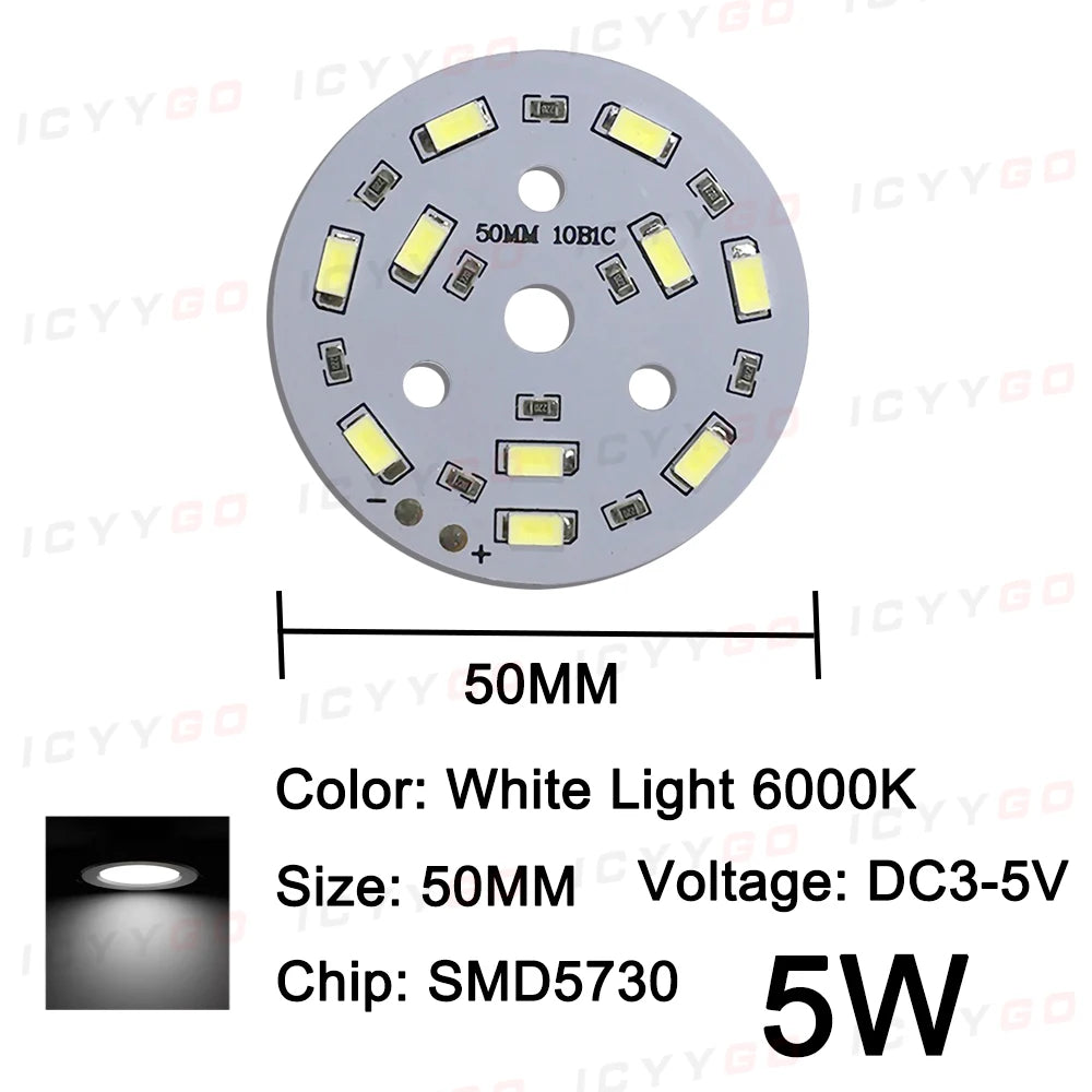 plaque led circulaire 50mm 10w blanc chaud diodes smd5730 modernes technologiques 5v 6000k 3000k