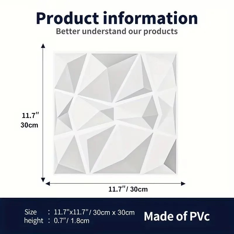 panneau décoratif 3d moderne triangles géométriques blanc adhésif opacité plastique