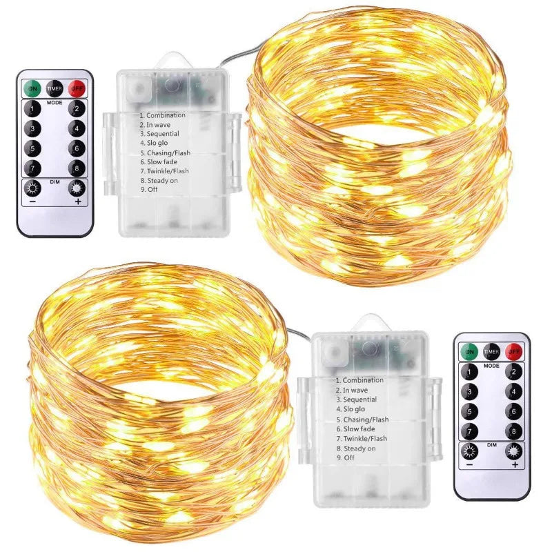 guirlande lumineuse dorées moderne 10m 100led télécommande ip67 20m 200led