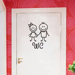 autocollant mural noir stick figures wc simple cartoon salle bains pvc 16cm 13cm