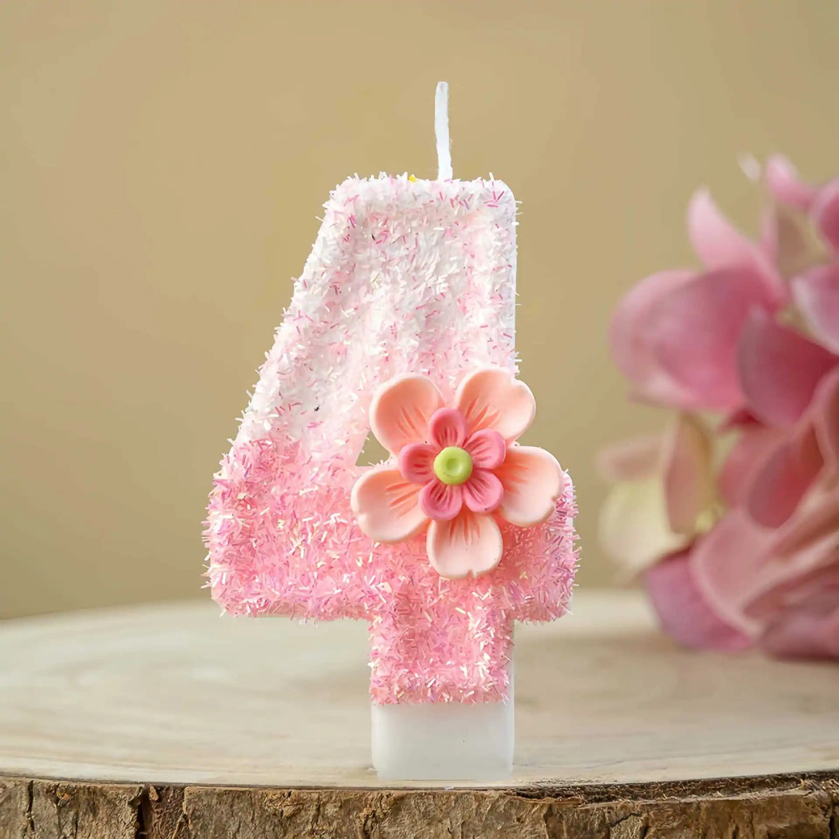 bougies numériques chiffres peluche rose blanches décoratives enfants anniversaire fleur plastique