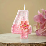 bougies numériques chiffres peluche rose blanches décoratives enfants anniversaire fleur plastique