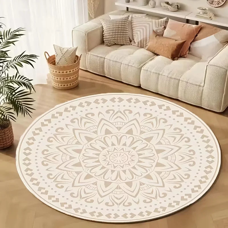 tapis rond moderne boho mandala floral 80x80cm 120x120cm salon chambre décoration maison