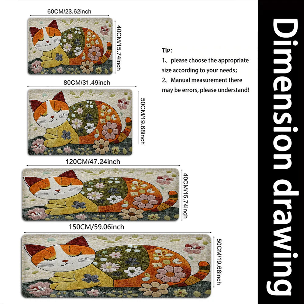tapis imprimé chats fleurs multicolore moderne antidérapant salon entrée bain prière 60x40cm 80x50cm