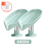 support savon moderne plastique blanc vert pastel texture gouttes d'eau fixé ventouse plateau douche