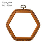 Cadre broderie bois marron texture naturelle classique boucle métallique hexagonal octogonal rectangle square