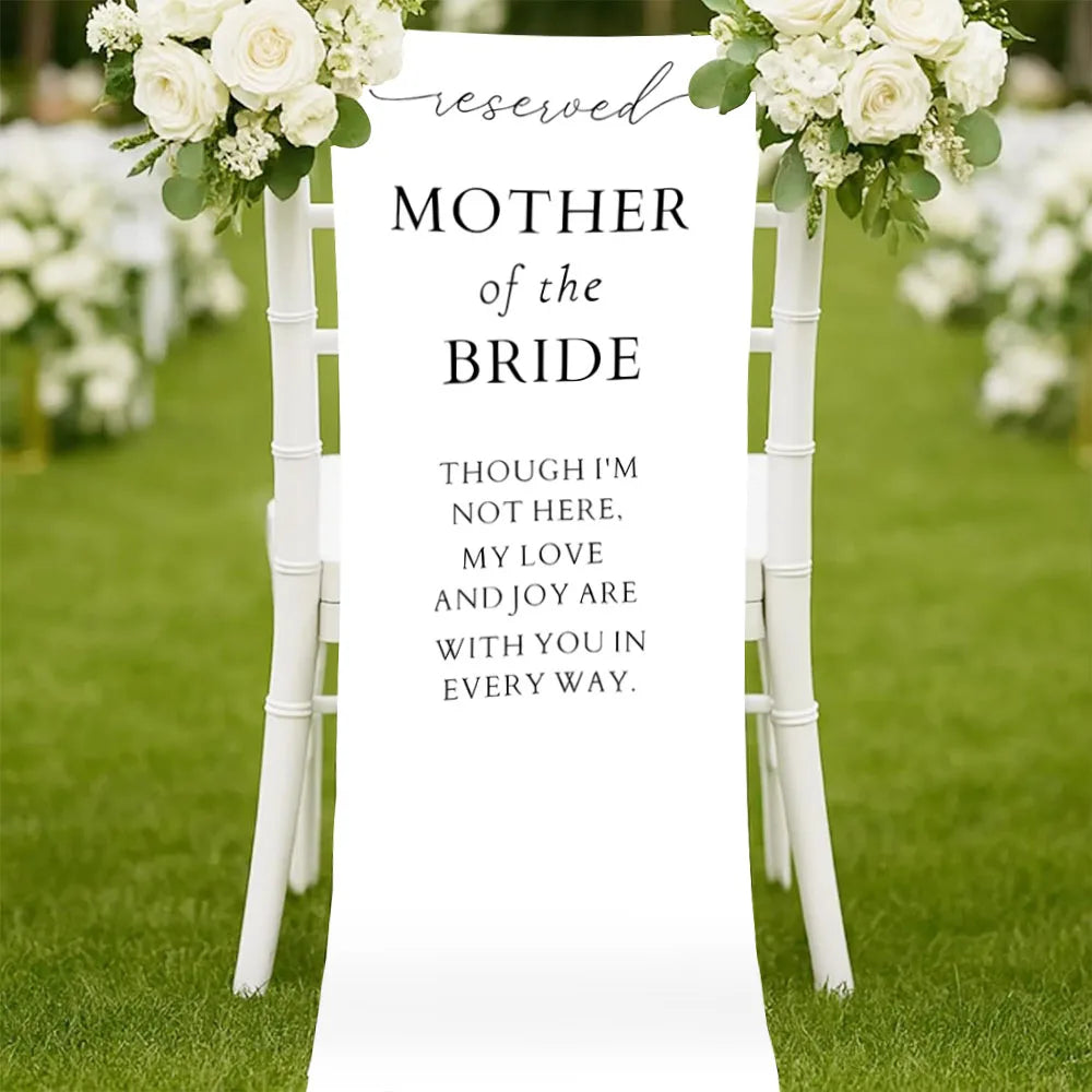 bannière mariage commémorative lettrage blanc vert bordure élégante clips decoration événement festive polyester