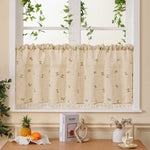 rideau cuisine petit pois opacité beige fleurs simples vert rouge tassellettes rustique