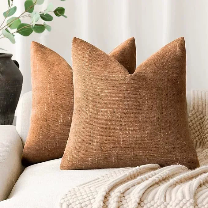 lot housses coussin carrées texture lin moderne garnissage intérieur blanc