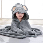 serviette bain bébé motif animaux ours éléphant chat doux décoration rose beige gris